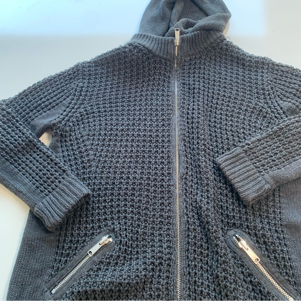 Trovata Black Hooded Knit Zip-Up Cardigan - Picture 9 of 11